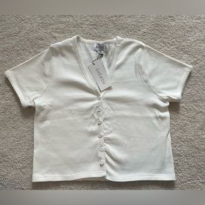 Ribbed White Cropped Top